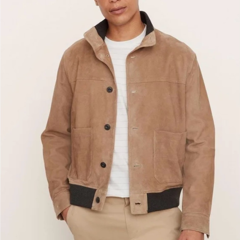 Light suede jacket that looks great dressed up or down! Perfect fall jacket!